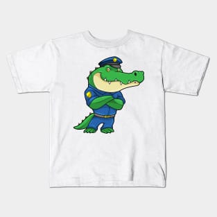 Crocodile as Police officer with Police uniform Kids T-Shirt